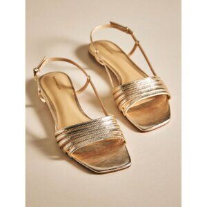 Reformation Millie Lattice Flat Sandals Side 10.5 Gold